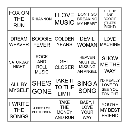 1976 Bingo Card