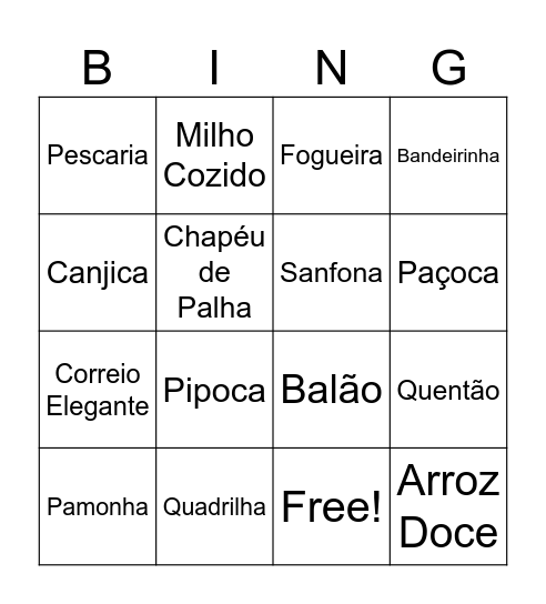 Arraiá da Sede Bingo Card