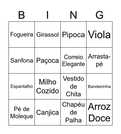 Arraiá da Sede Bingo Card