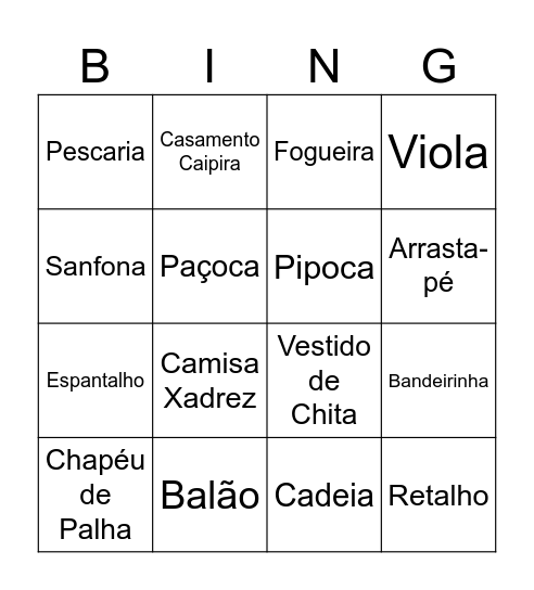 Arraiá da Sede Bingo Card