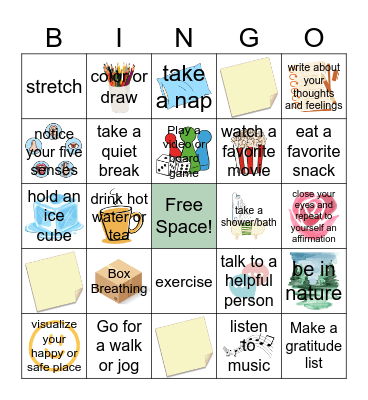 Self Care Tools Bingo Card
