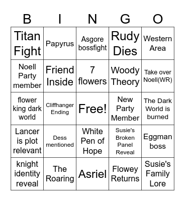 DeltaRune Chapter 5 Bingo Card