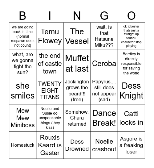 DELTARUNE Bingo Card