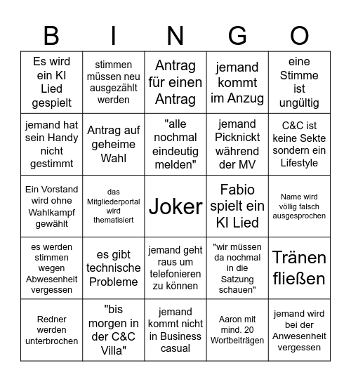 MV SoSe 2026 Bingo Card