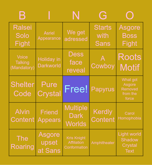 Deltarune CH5 Bingo Card