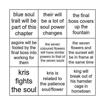 chapter 5 deltarun Bingo Card