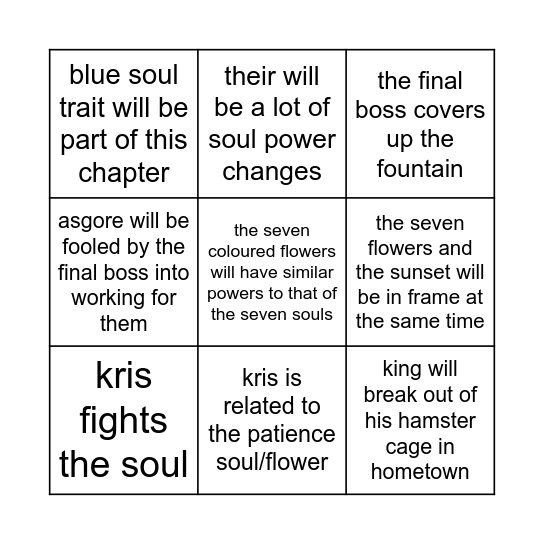 chapter 5 deltarun Bingo Card