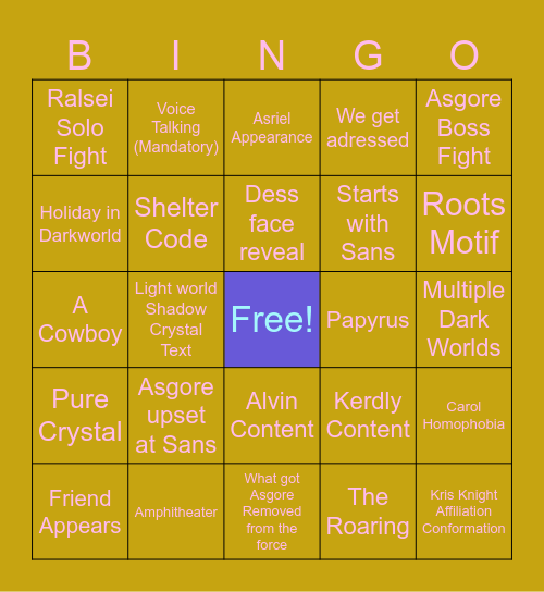 Deltarune CH5 Bingo Card