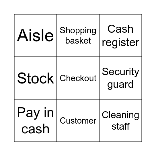 At the store Bingo Card