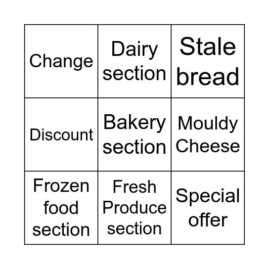 At the store 2 Bingo Card