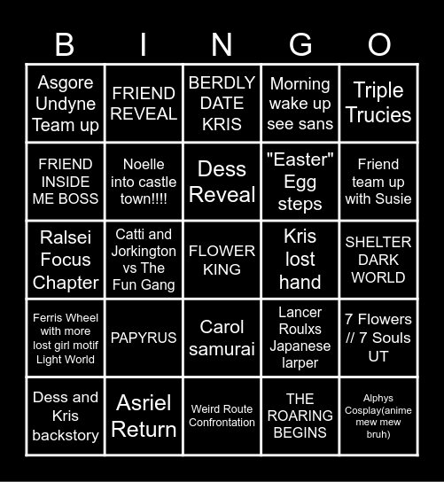 DELTARUNE CHAP 5 Bingo Card