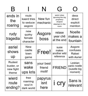 Deltarune ch5 bingo Card