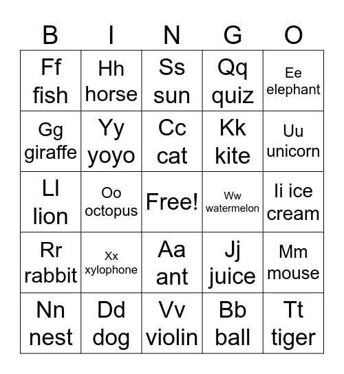 alphabet drawing Bingo Card