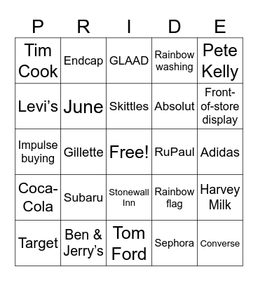 Pride Bingo Card