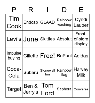 Pride Bingo Card