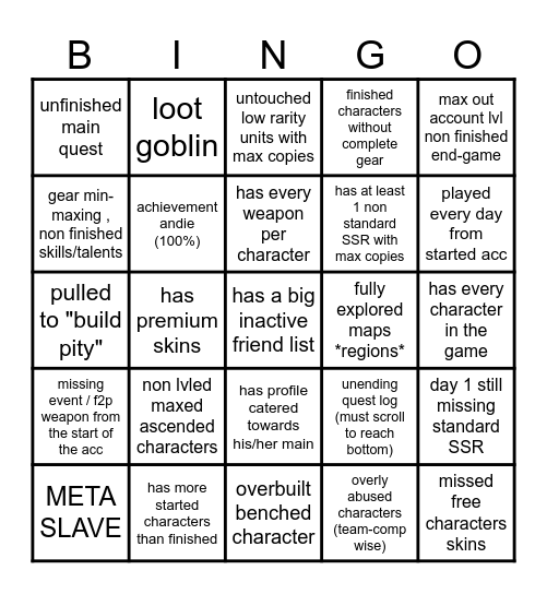 Bingo Gacha Bingo Card