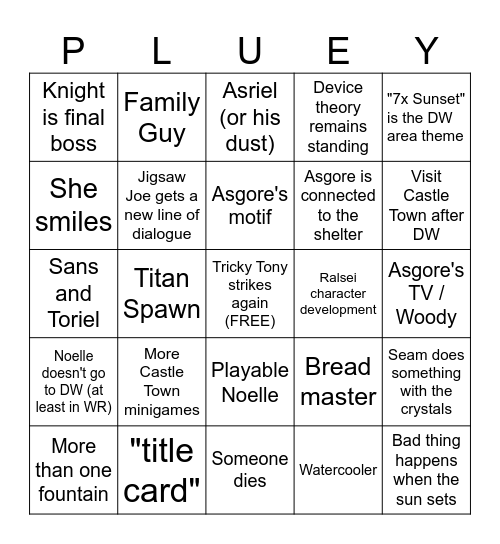 DELTARUNE Ch5 Bingo Card