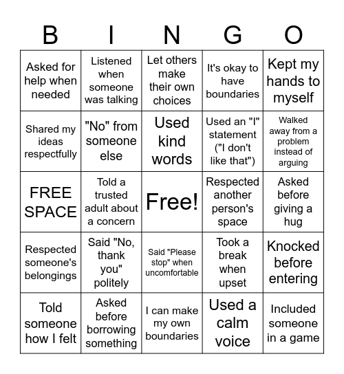 Boundary Bingo Card