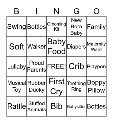 Baby Shower Bingo Card