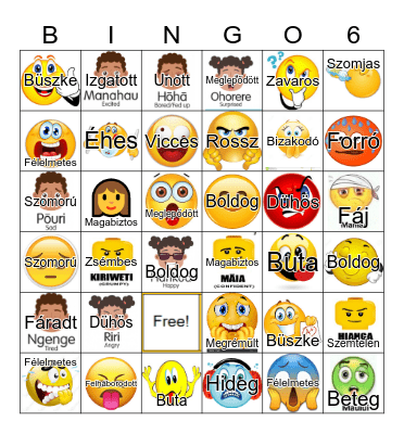 Feelings and Emotions in Hungarian Bingo Card