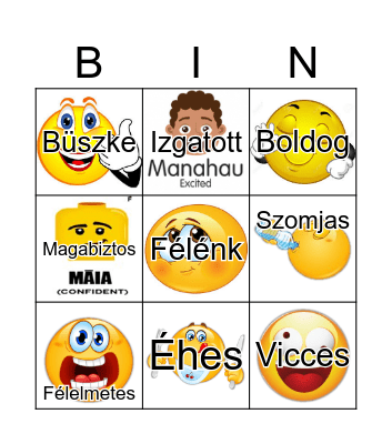 Feelings and Emotions in Hungarian Bingo Card