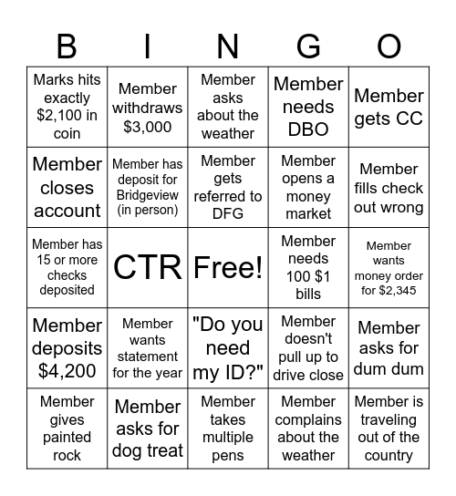 Teller Bingo Card