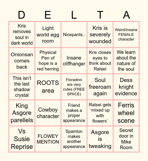 DELTARUNE CHAPTER 5 Bingo Card
