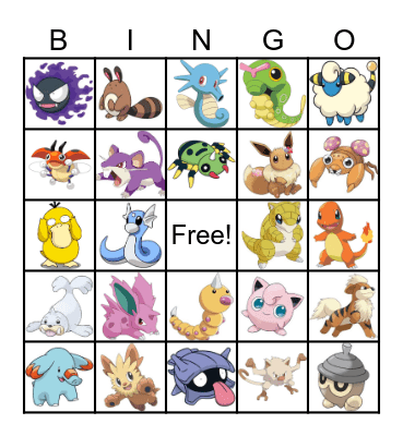 Pokemon Bingo Card