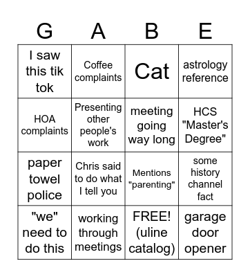 gaBINGO Card