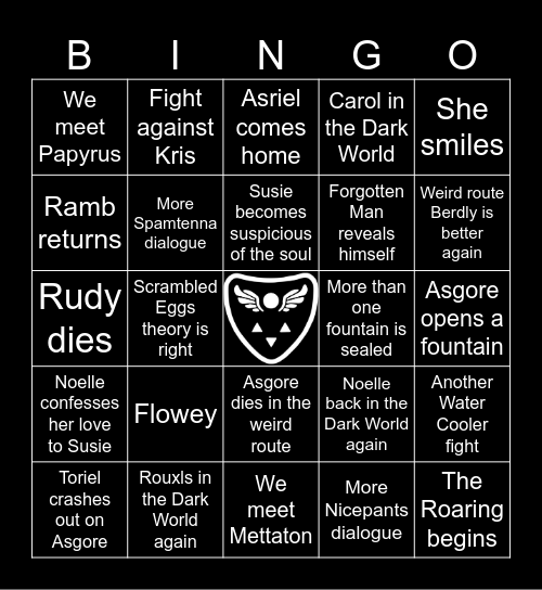 Deltarune Chapter 5 Bingo Card