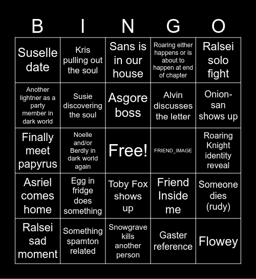 Deltarune Chapter 5 Bingo Card