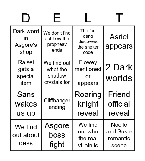 DELTARUNE CHAPTE 5 BINGO Card