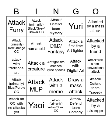 ART FIGHT Bingo Card