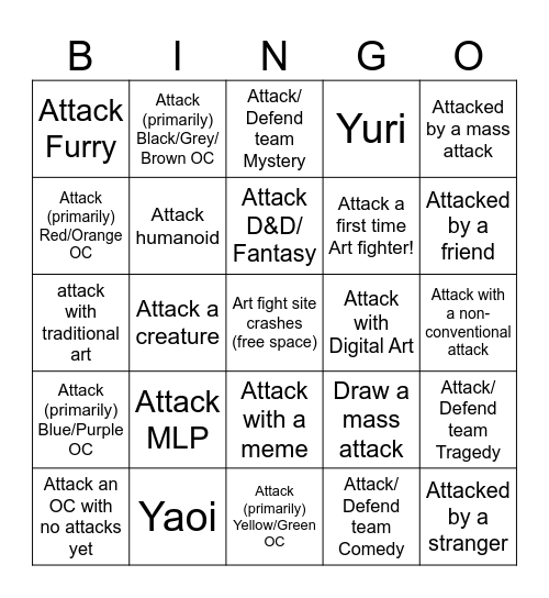 ART FIGHT Bingo Card