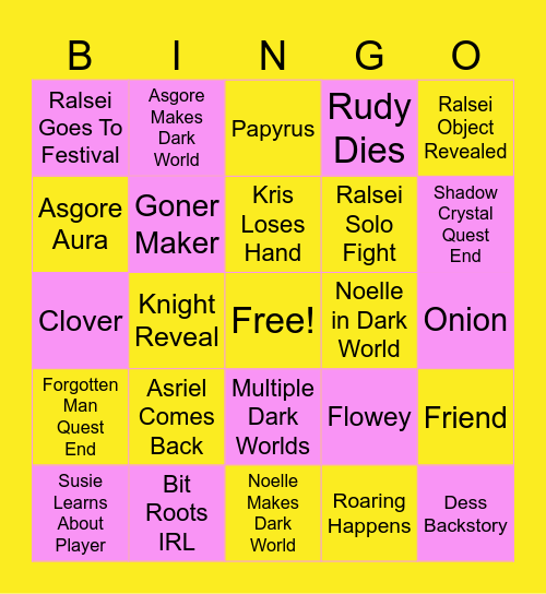 Card of Pink and Gold Bingo Card