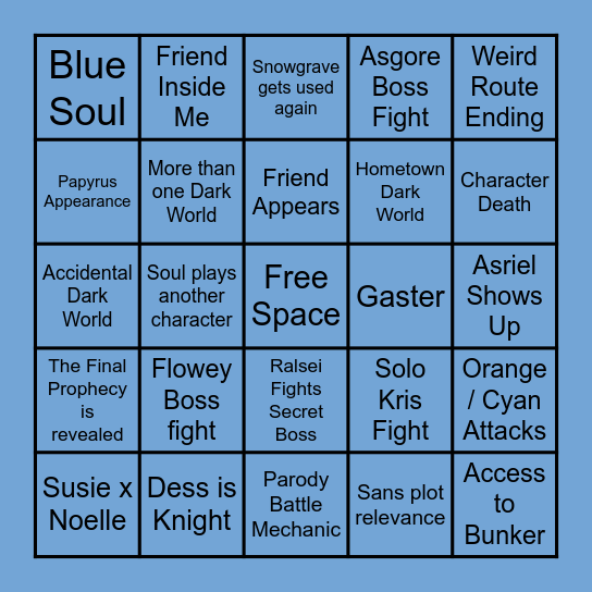 Deltarune Chapter 5 Lockout Bingo Card