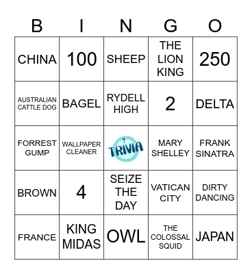 AWESOME TRIVIA BINGO Card