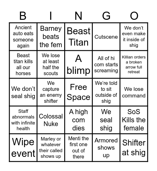 SHIG BINGO Card