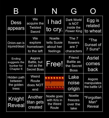 DELTARUNE Chapter 5 Bingo Card