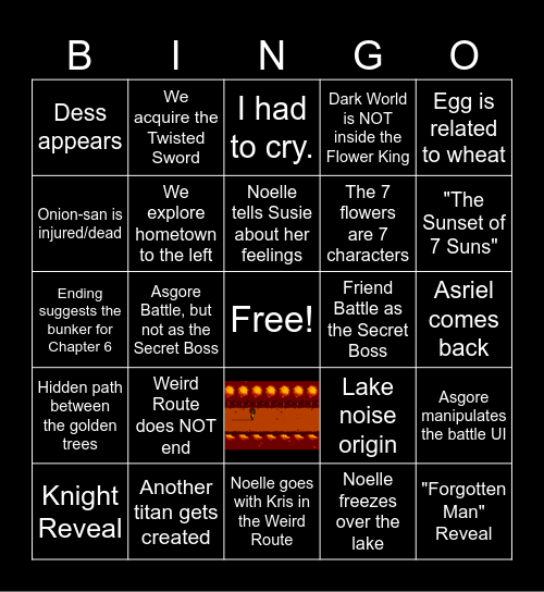 DELTARUNE Chapter 5 Bingo Card