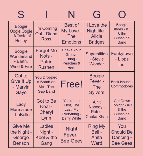 LAGER Disco Singo Bingo Card