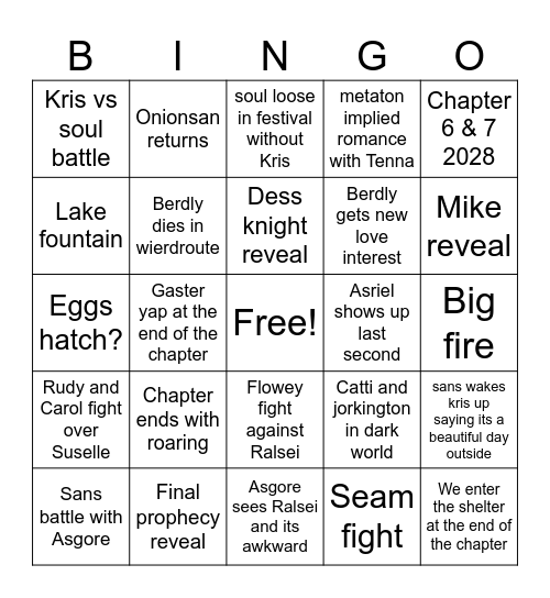Chapter 5 Bingo Card
