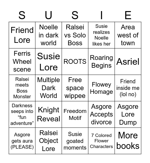 Deltarune Bingo Card