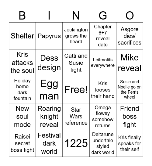 Chapter 5 bingo Card