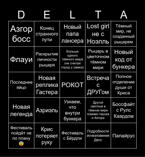 Предикты 5 глава Bingo Card