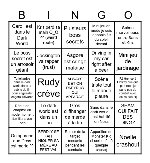 DELTARUNE CHAPITRE 5 Bingo Card