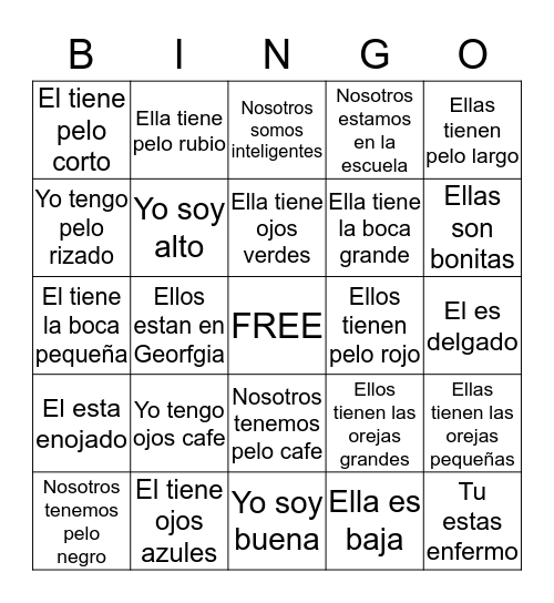 DESCRIPCION DE PERSONAS Bingo Card