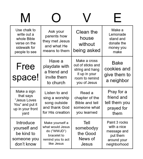 MOVE WEEK MISSION BINGO Card