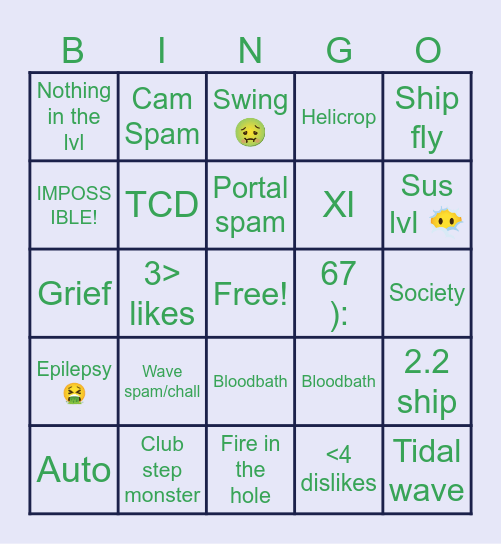 Recent tab bing Bingo Card