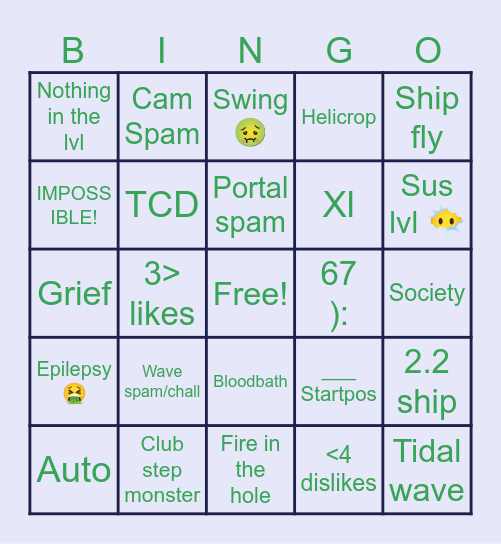 Recent tab bing Bingo Card
